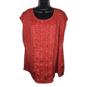 Liz Claiborne paisley pintuck chiffon cami top size 2x